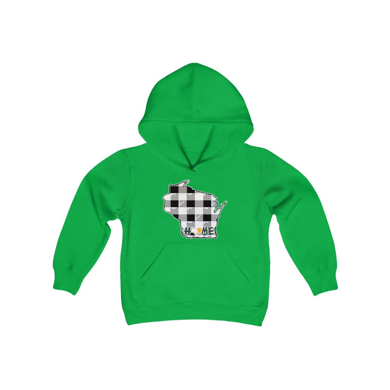 Youth Hoodie - Wisconsin - Tartan - Home Heart Pro