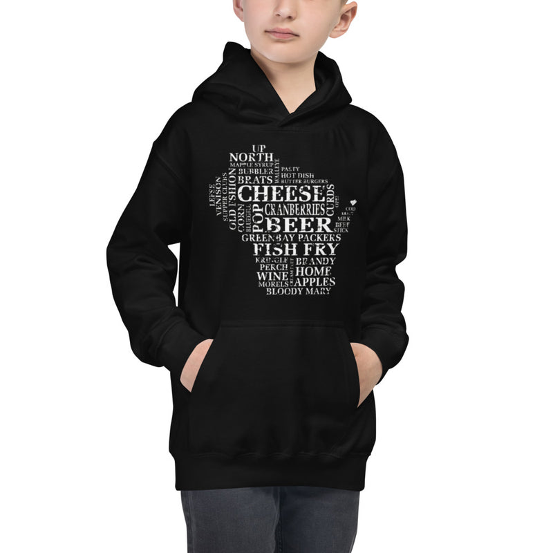 Kids Hoodie - Wisconsin - Words