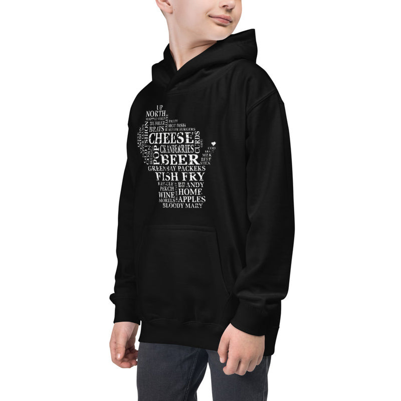 Kids Hoodie - Wisconsin - Words
