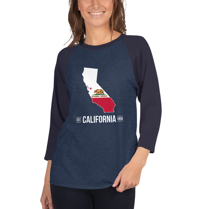 3/4 sleeve raglan shirt - California State Flag