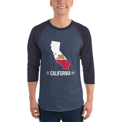 3/4 sleeve raglan shirt - California State Flag