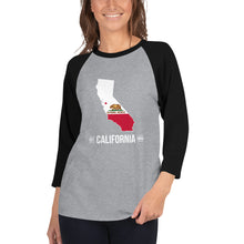 3/4 sleeve raglan shirt - California State Flag