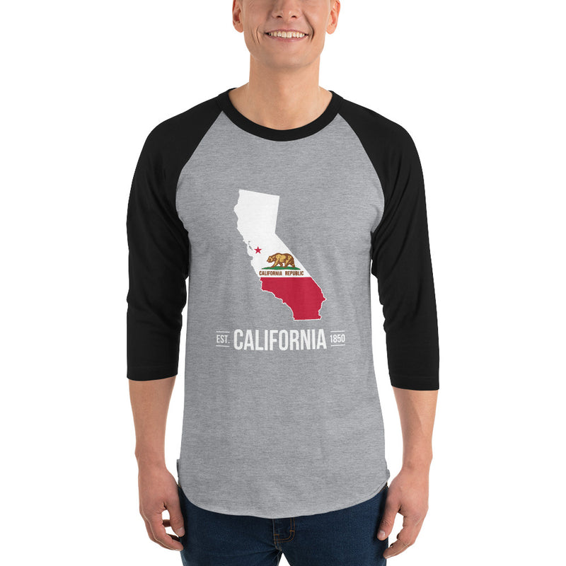 3/4 sleeve raglan shirt - California State Flag