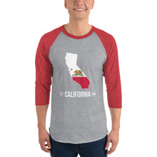 3/4 sleeve raglan shirt - California State Flag