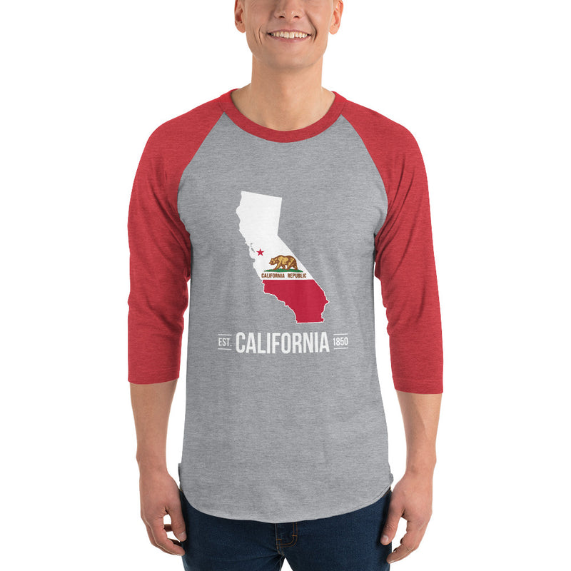 3/4 sleeve raglan shirt - California State Flag