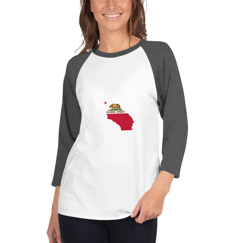 3/4 sleeve raglan shirt - California State Flag