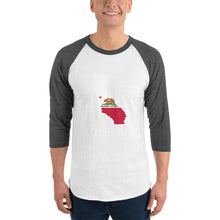 3/4 sleeve raglan shirt - California State Flag