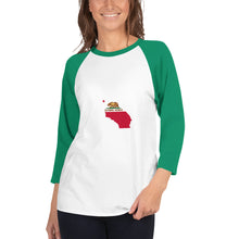 3/4 sleeve raglan shirt - California State Flag