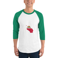 3/4 sleeve raglan shirt - California State Flag