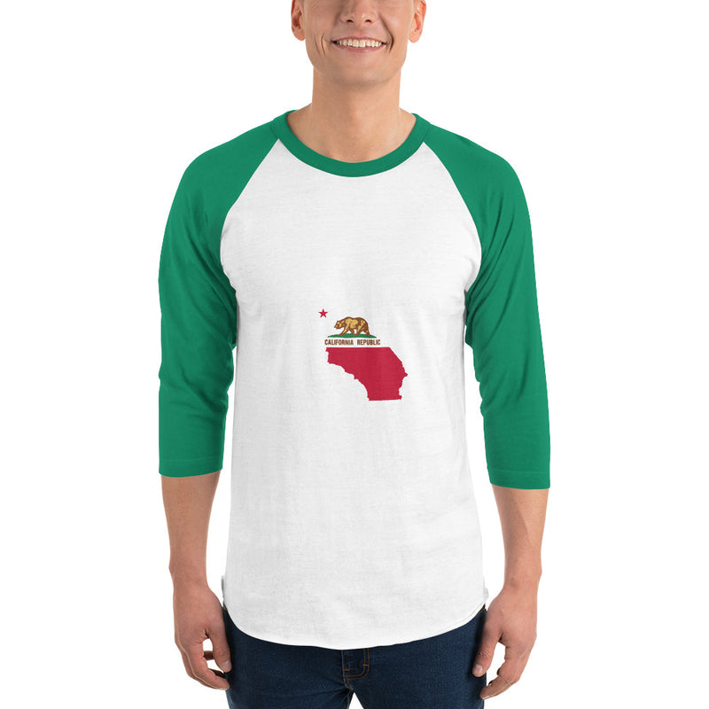 3/4 sleeve raglan shirt - California State Flag