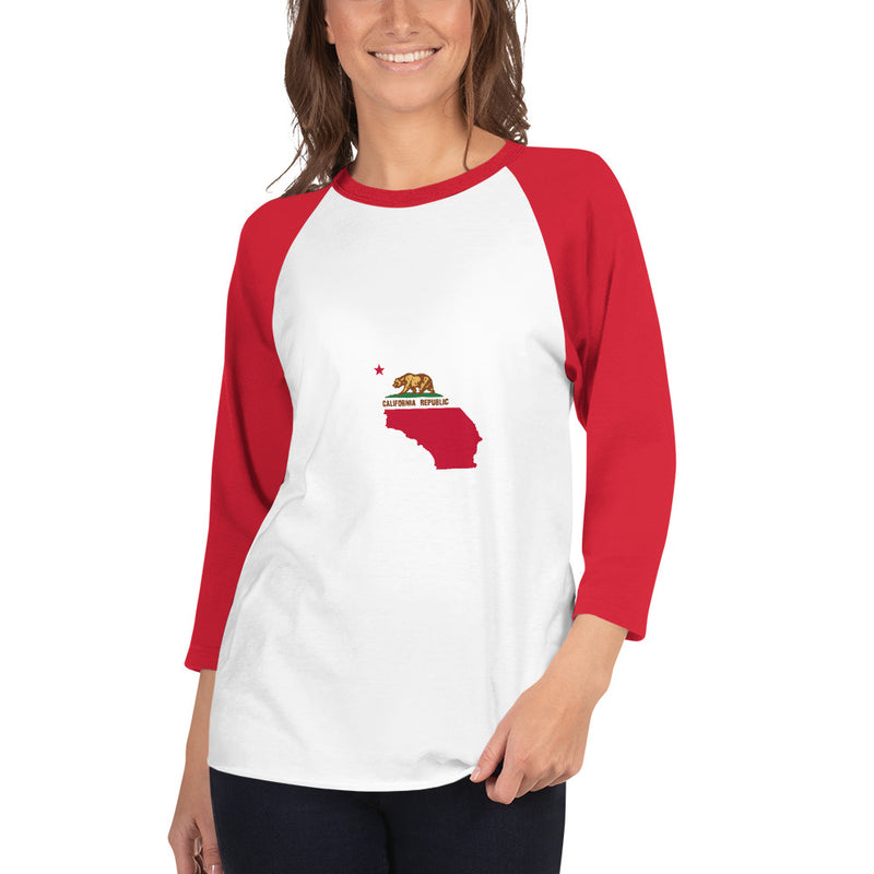 3/4 sleeve raglan shirt - California State Flag