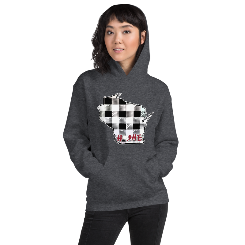 Women's Hoodie - Wisconsin - Tartan - Heart Home College