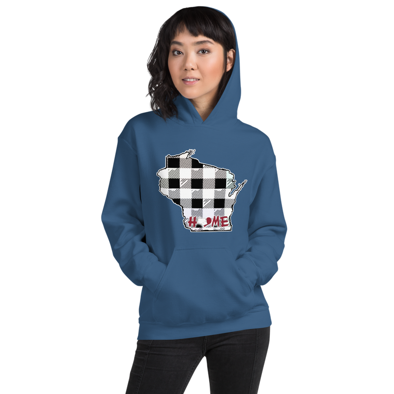Women's Hoodie - Wisconsin - Tartan - Heart Home College