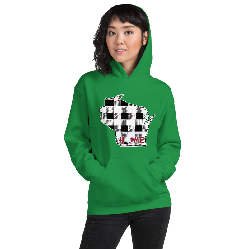 Women's Hoodie - Wisconsin - Tartan - Heart Home College