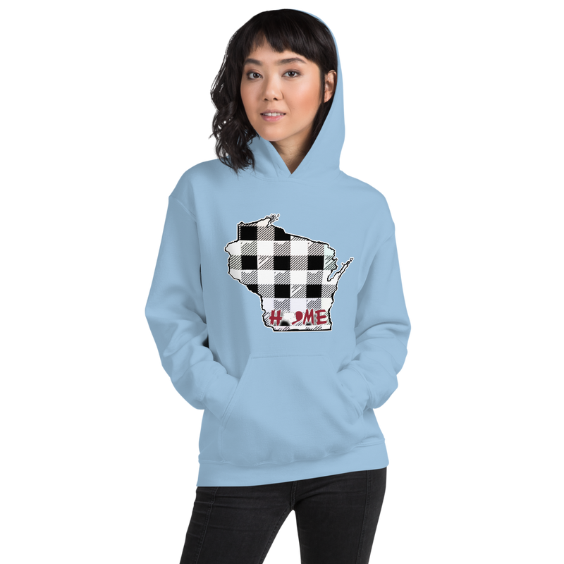 Women's Hoodie - Wisconsin - Tartan - Heart Home College