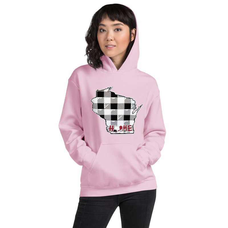 Women's Hoodie - Wisconsin - Tartan - Heart Home College