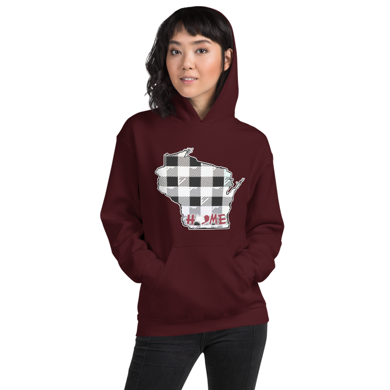 Women's Hoodie - Wisconsin - Tartan - Heart Home College