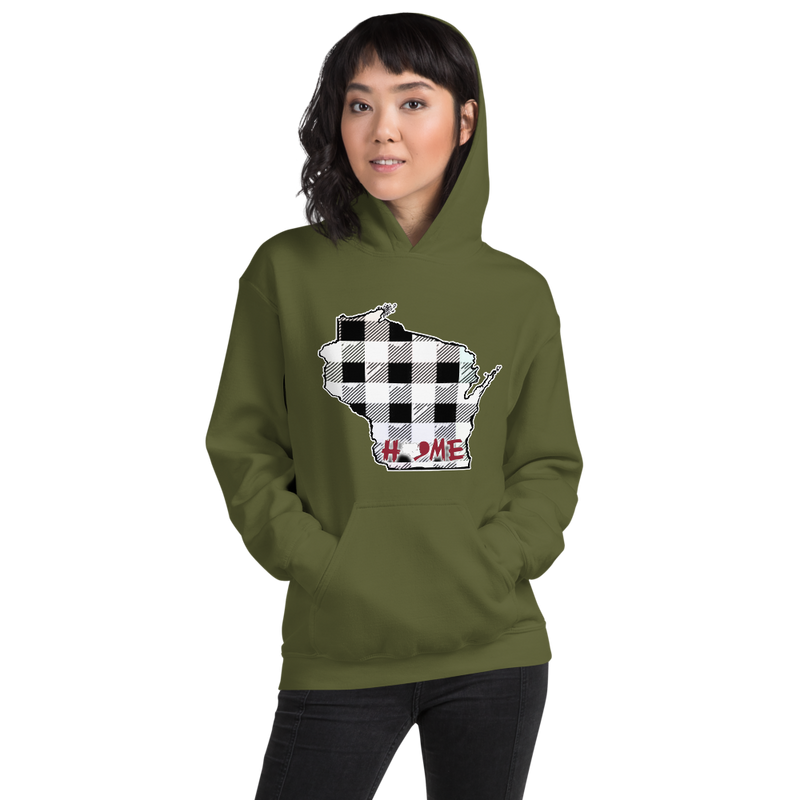 Women's Hoodie - Wisconsin - Tartan - Heart Home College