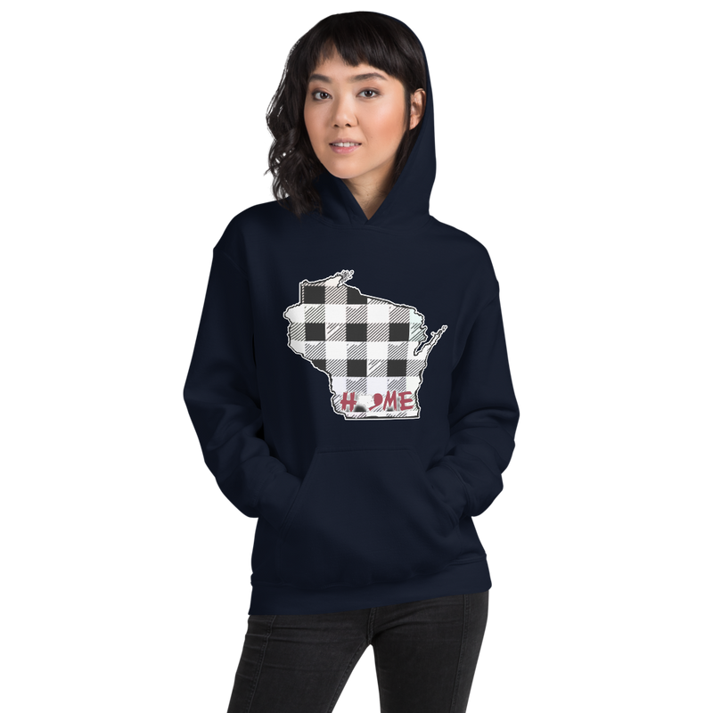 Women's Hoodie - Wisconsin - Tartan - Heart Home College