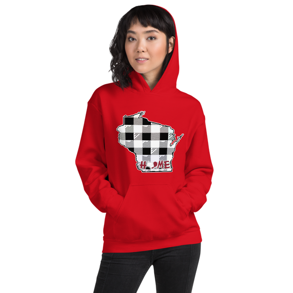 Women's Hoodie - Wisconsin - Tartan - Heart Home College