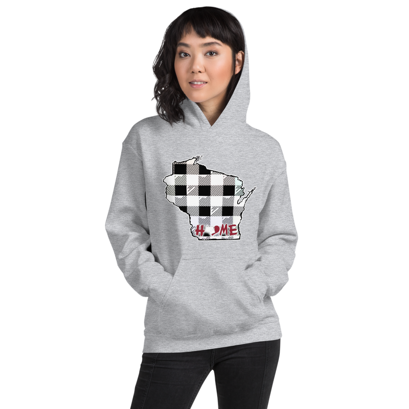 Women's Hoodie - Wisconsin - Tartan - Heart Home College