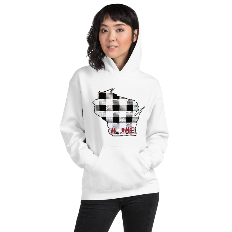 Women's Hoodie - Wisconsin - Tartan - Heart Home College