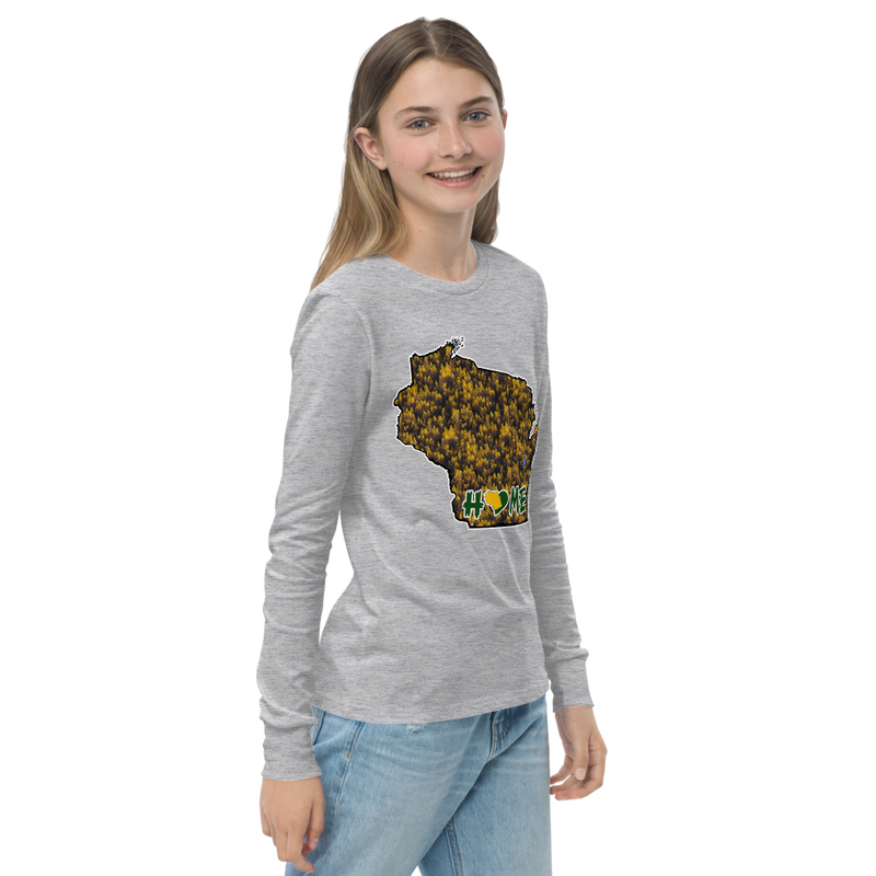 Youth Long Sleeve - Wisconsin - Lakes/Trees - Heart Home  Pro