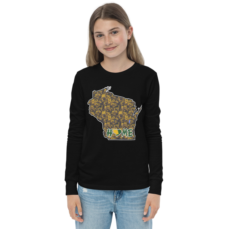 Youth Long Sleeve - Wisconsin - Lakes/Trees - Heart Home  Pro