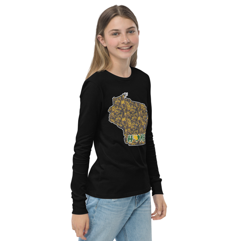 Youth Long Sleeve - Wisconsin - Lakes/Trees - Heart Home  Pro