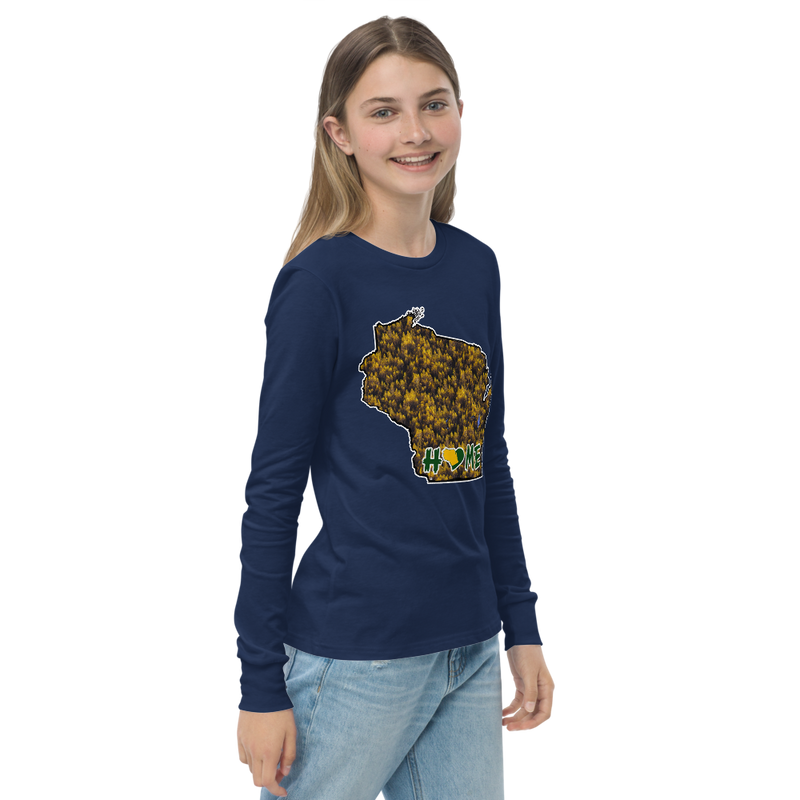 Youth Long Sleeve - Wisconsin - Lakes/Trees - Heart Home  Pro