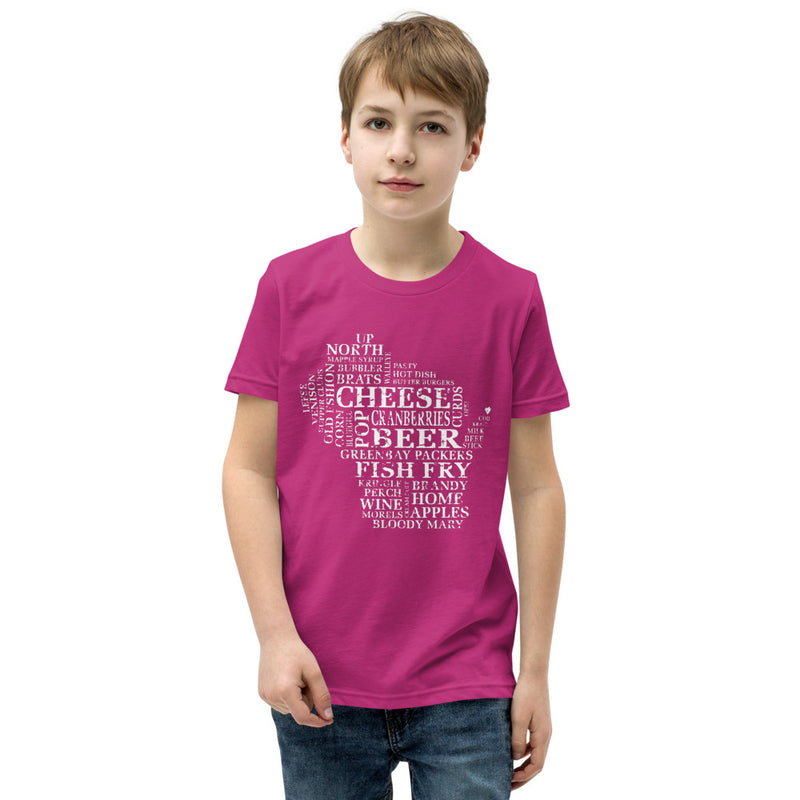 Youth Boys T-Shirt - Wisconsin - Words
